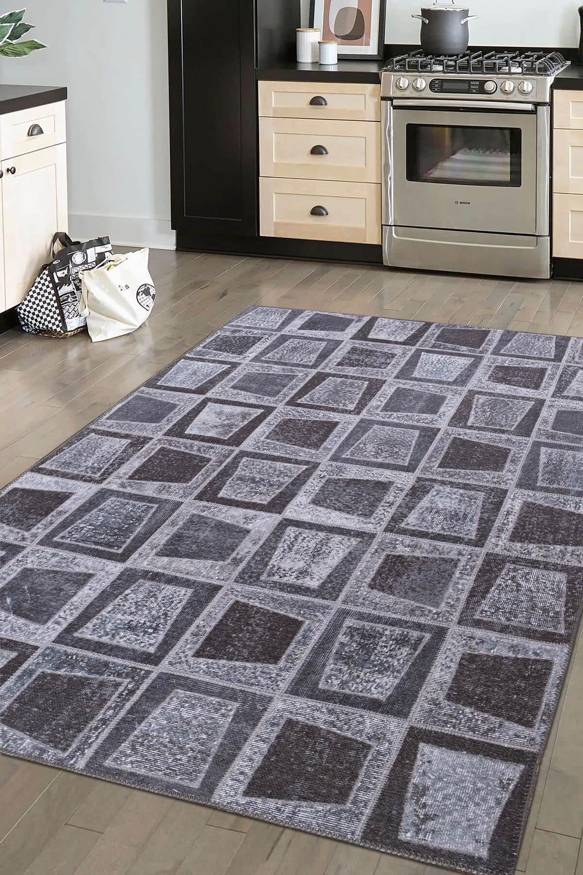Patchwork Sapphire Washable Rug